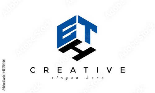 ETH letters creative logo with hexagon	