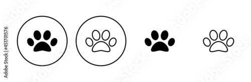 Paw icon set. paw print icon vector. dog or cat paw