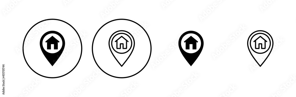 Address icon set. home location icon vector Address icon set. home location icon vector