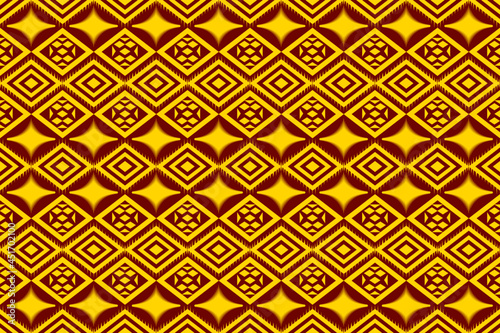 Geometric fabric patterns. Abstract shapes pattern in ethnic style. Vector style weaving concept. Design for embroidery and other textile products.