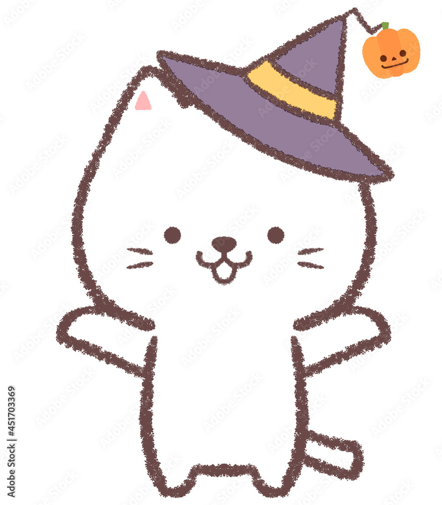 シロネコとハロウィンの帽子