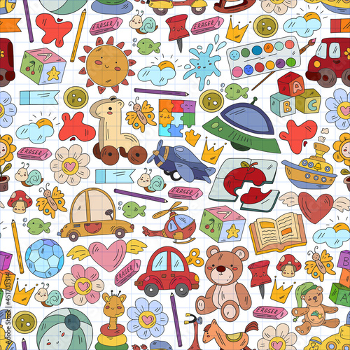 Wallpaper Mural Children play with toys in the kindergarten. Kids playground. Education, creativity, imagination. Torontodigital.ca