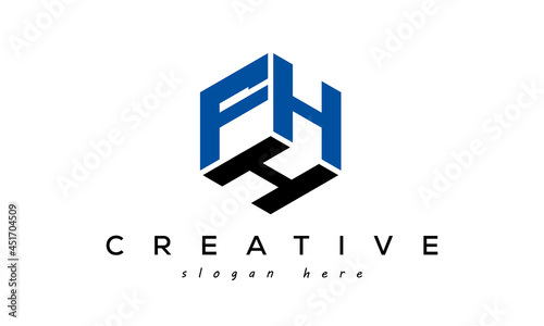 FHH letters creative logo with hexagon	 photo