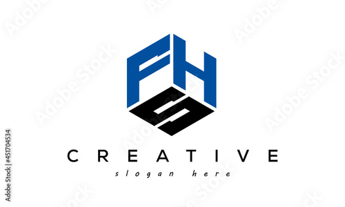 FHS letters creative logo with hexagon	 photo