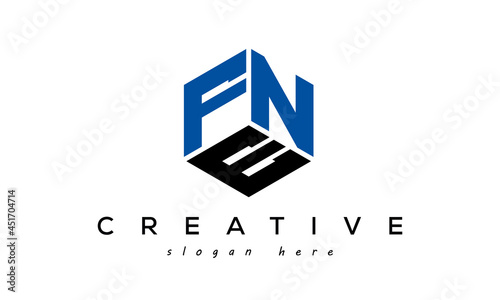 FNE letters creative logo with hexagon photo