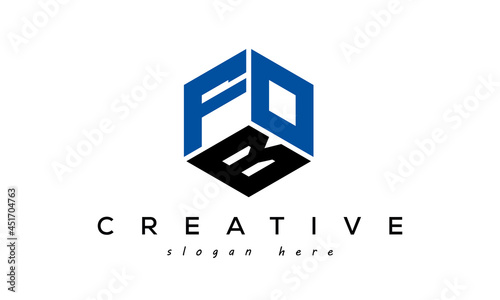 FOB letters creative logo with hexagon