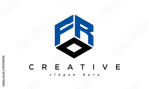 FRO letters creative logo with hexagon