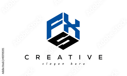 FXS letters creative logo with hexagon	 photo