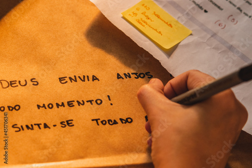 hand writing on a paper