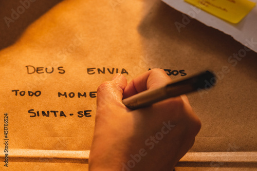 hand writing on a paper