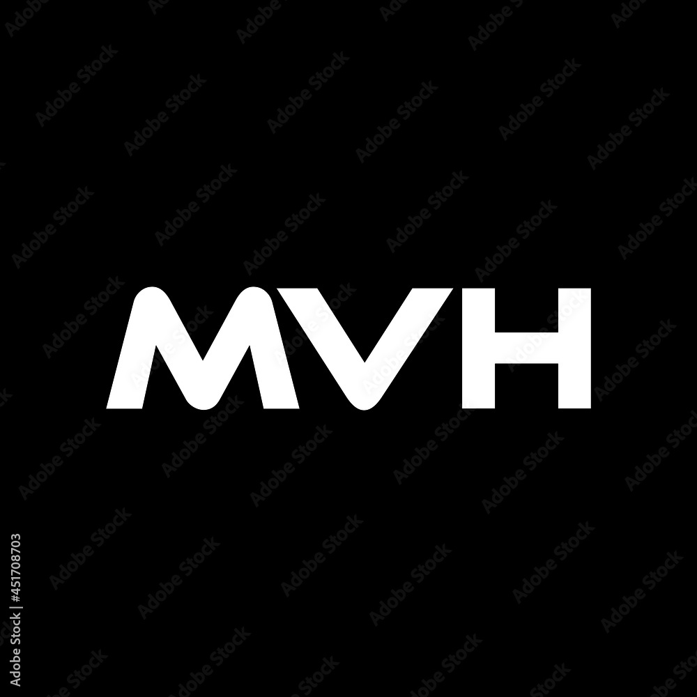 MVH letter logo design with black background in illustrator, vector logo modern alphabet font overlap style. calligraphy designs for logo, Poster, Invitation, etc.
