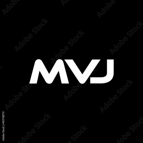 MVJ letter logo design with black background in illustrator, vector logo modern alphabet font overlap style. calligraphy designs for logo, Poster, Invitation, etc.