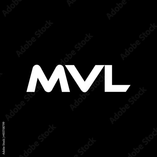 MVL letter logo design with black background in illustrator, vector logo modern alphabet font overlap style. calligraphy designs for logo, Poster, Invitation, etc.