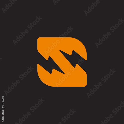 letter s flash thunder simple geometric logo vector