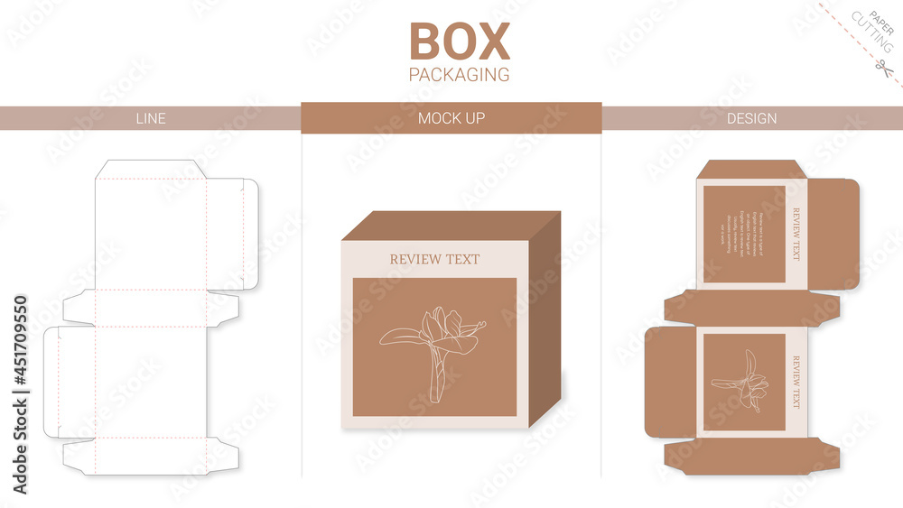 Box packaging and mockup die cut template flower minimal Box packaging and mockup die cut template flower minimal