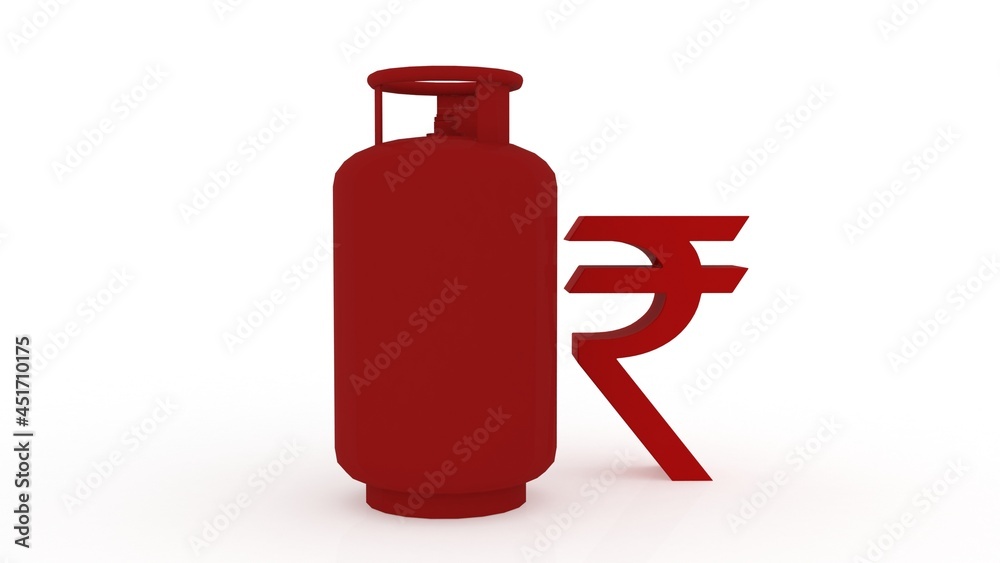 Obraz premium 3d illustration gas cylinder indian rupee with rising arrow 