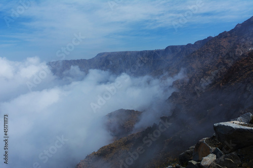 Mountain ridge in the clouds