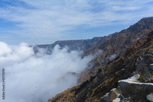 Mountain ridge in the clouds