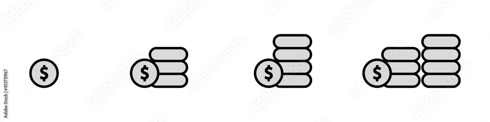 Conjunto icono de moneda. Concepto de dinero y economía. Ilustración vectorial Conjunto icono de moneda. Concepto de dinero y economía. Ilustración vectorial