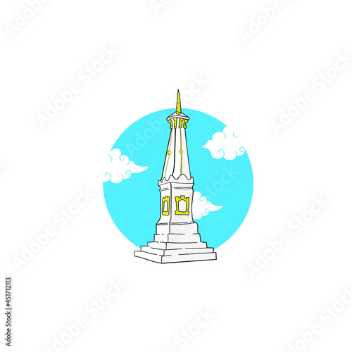 Tugu Jogja landmark of yogyakarta city design vector logo icon illustration 