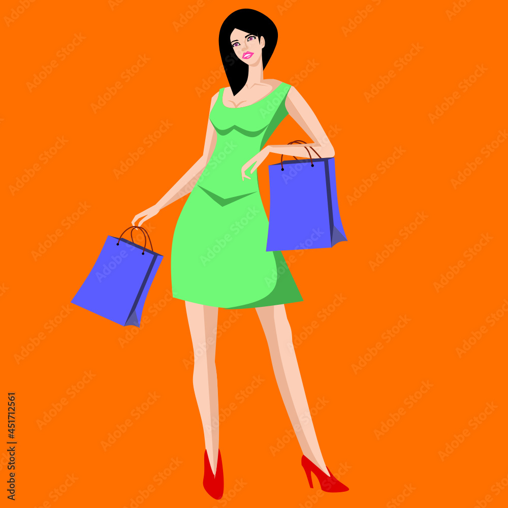 shopping girl vector illustration