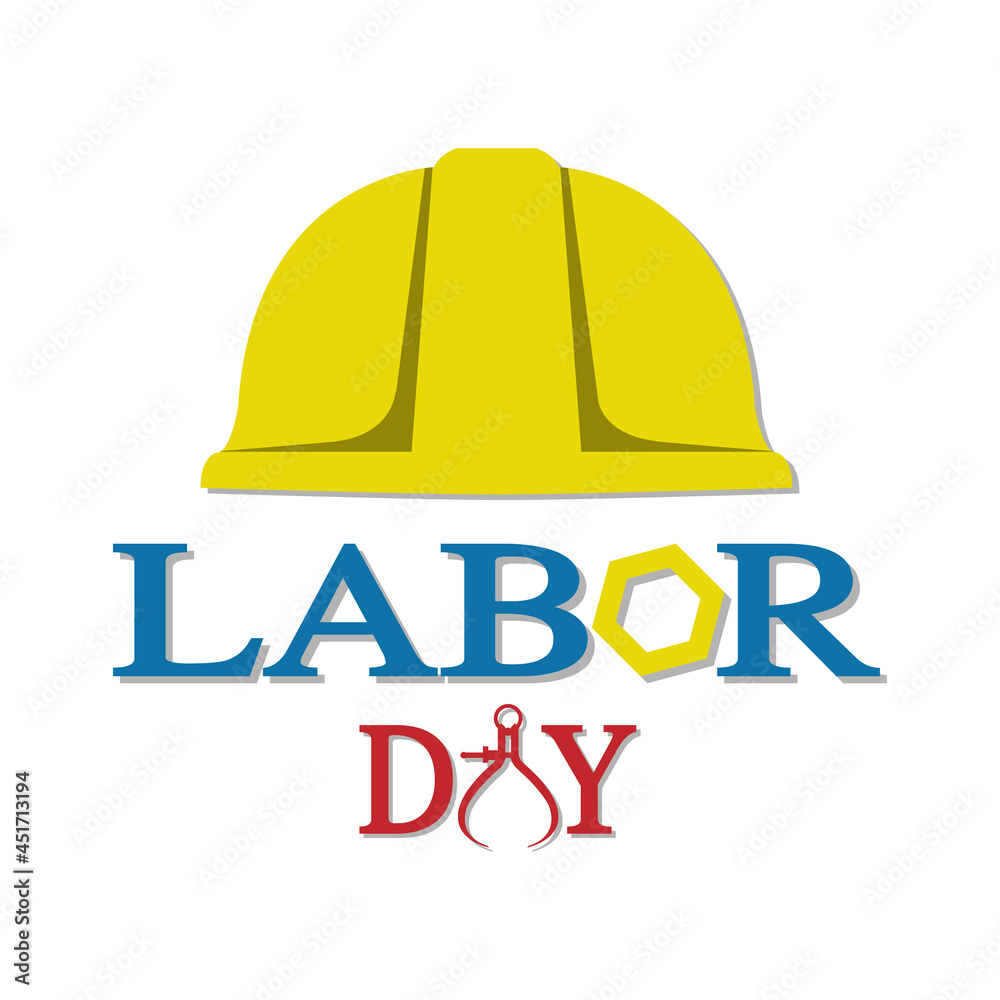 Labor day text design with safety helmet vector icon template. Labor day text design with safety helmet vector icon template.