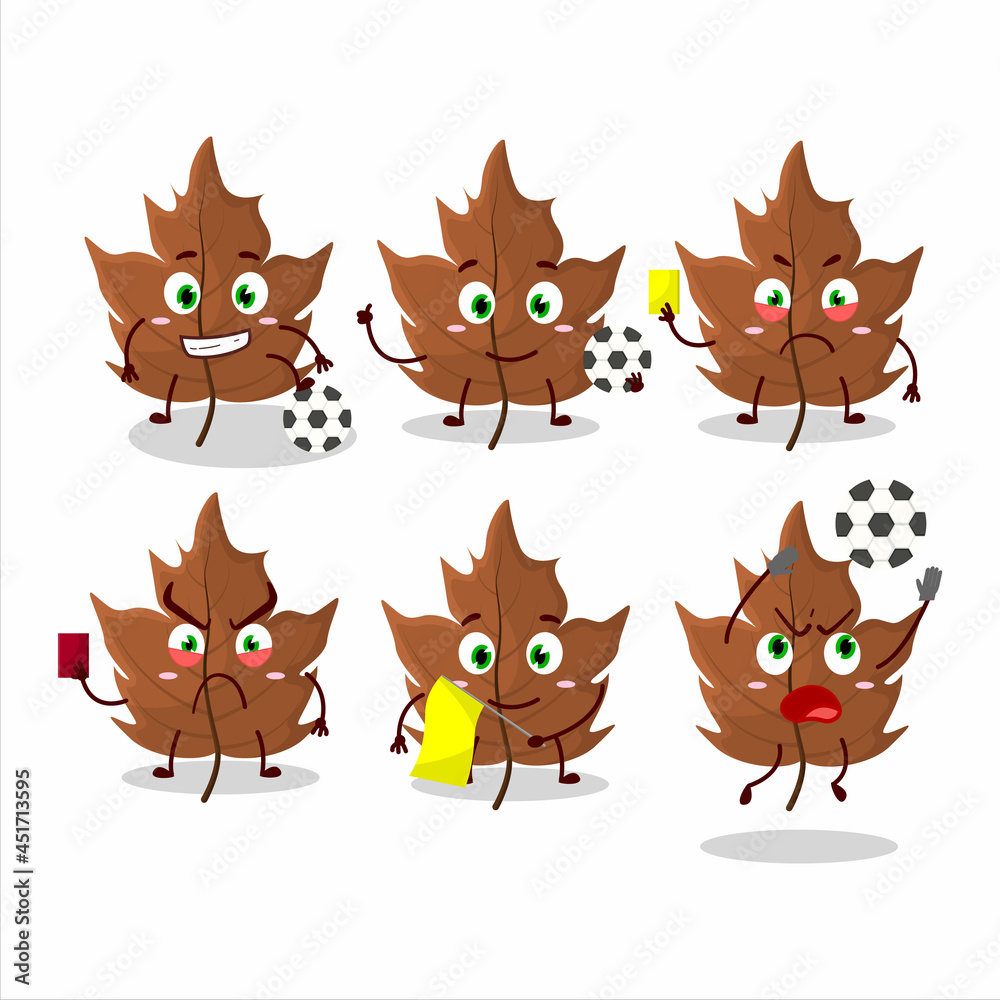 Maple dried leaf cartoon character working as a Football referee Maple dried leaf cartoon character working as a Football referee