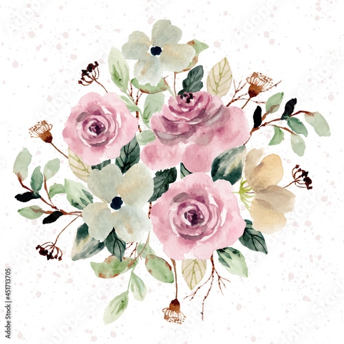 pink blush watercolor flower bouquet