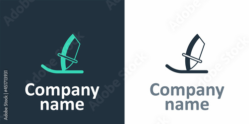 Logotype Windsurfing icon isolated on white background. Logo design template element. Vector