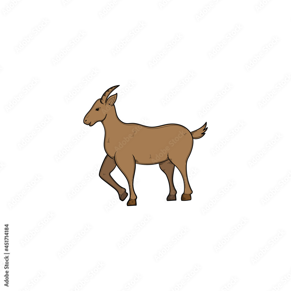 Goat hand drawn illustration design template isolated