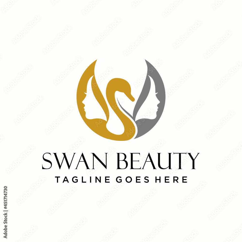 Beauty Swan Logo design. Beauty Woman, Spa logo design.