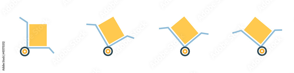 Conjunto de icono de carrito de carga. Concepto de cargamento. Ilustración vectorial Conjunto de icono de carrito de carga. Concepto de cargamento. Ilustración vectorial
