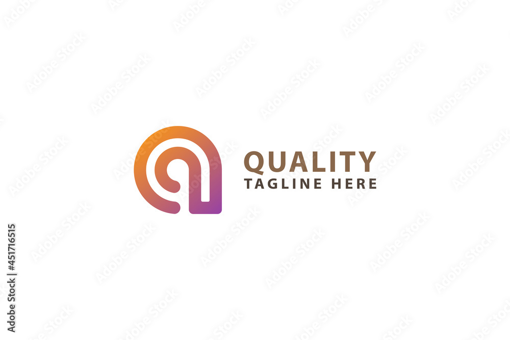 Letter Q creative modern flat orange color quality business logo