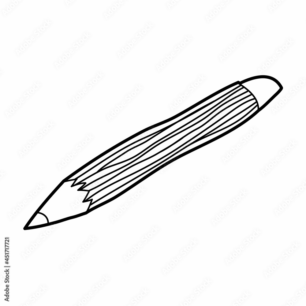 wooden pencil with rubber lineart vector illustration icon design template with doodle hand drawn style for education and print coloring book wooden pencil with rubber lineart vector illustration icon design template with doodle hand drawn style for education and print coloring book