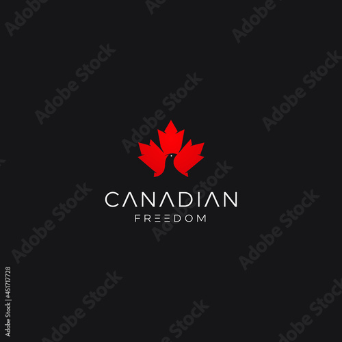 Canadian Leaf and bird logo design. simple, clean, modern, vector icon inspiration