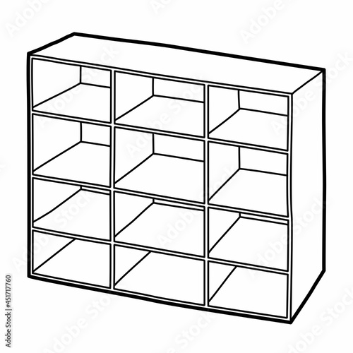 wooden school shoe rack lineart vector illustration icon design template with doodle hand drawn style for business and print coloring book