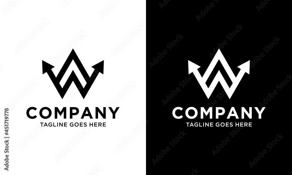 WA ,AW letter with Up Arrow logo design vector template.on a black and white background. WA ,AW letter with Up Arrow logo design vector template.on a black and white background.