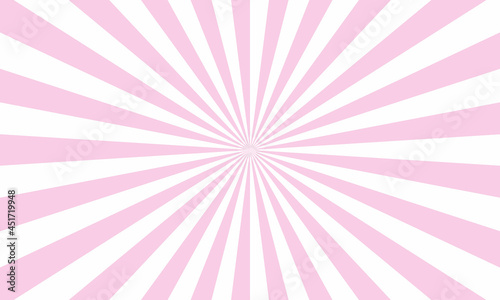 Pink white color burst background. Rays background in retro style. Vector.