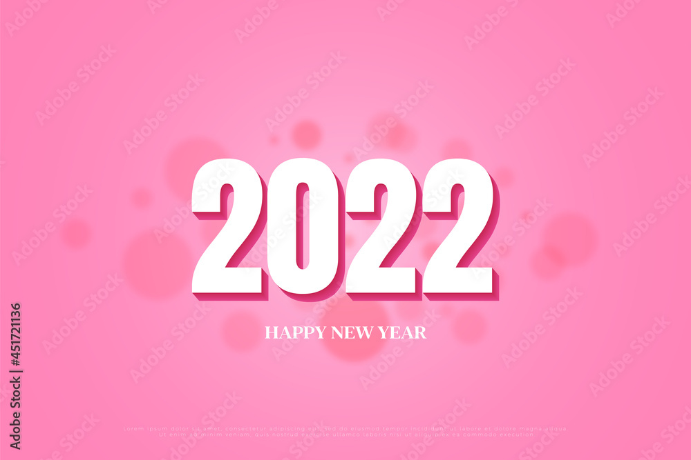 Happy new year 2022 with transparent bubble background.