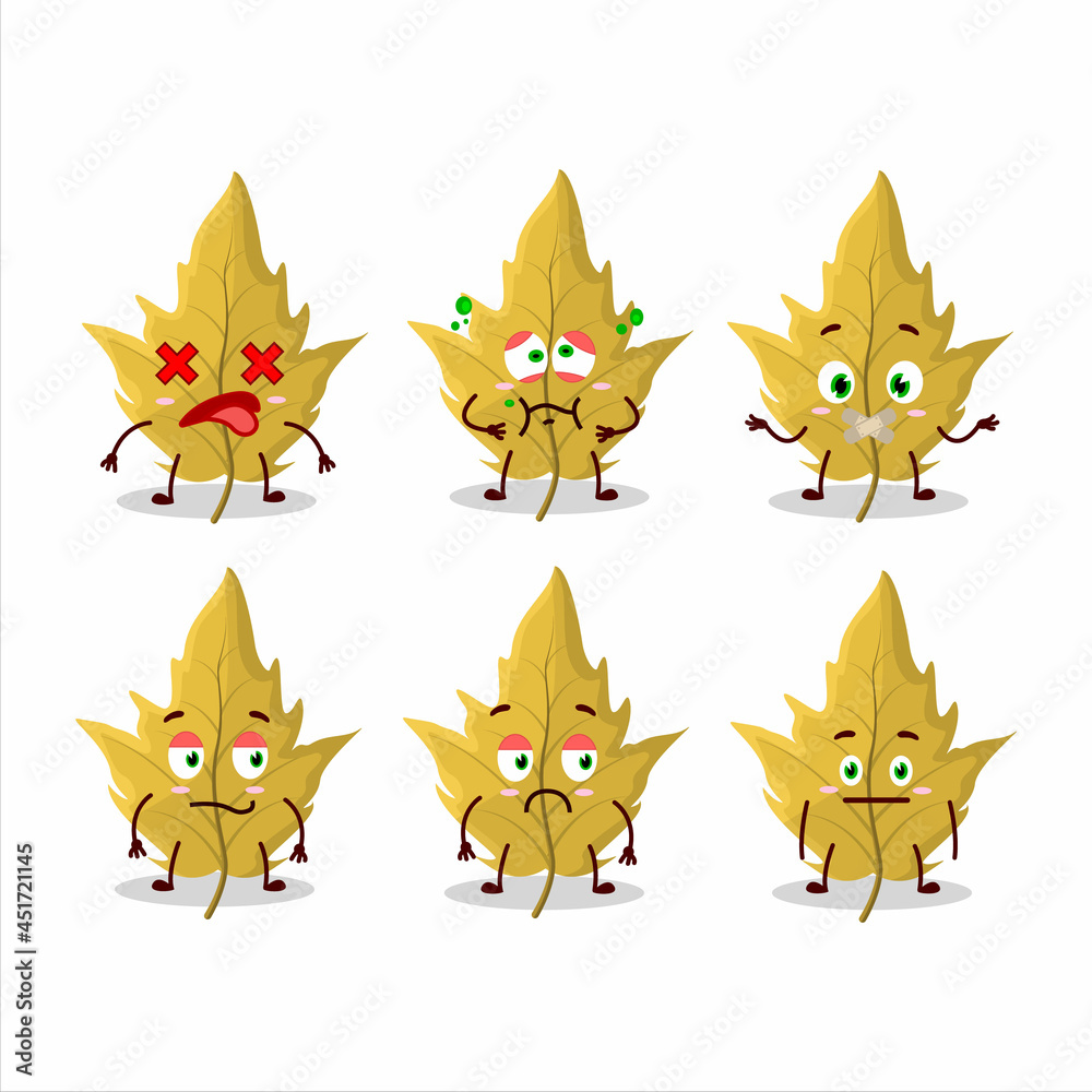 Maple yellow leaf cartoon character with nope expression