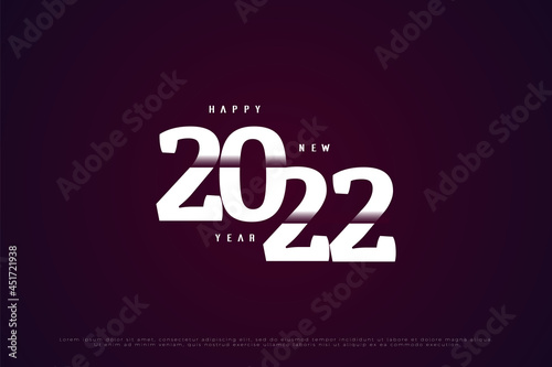 Happy new year 2022 with misaligned numbers illustration. © imam