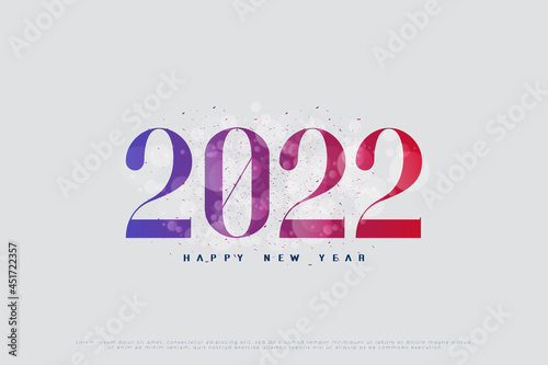Happy new year 2022 with numbers in a combination of several bright colors.