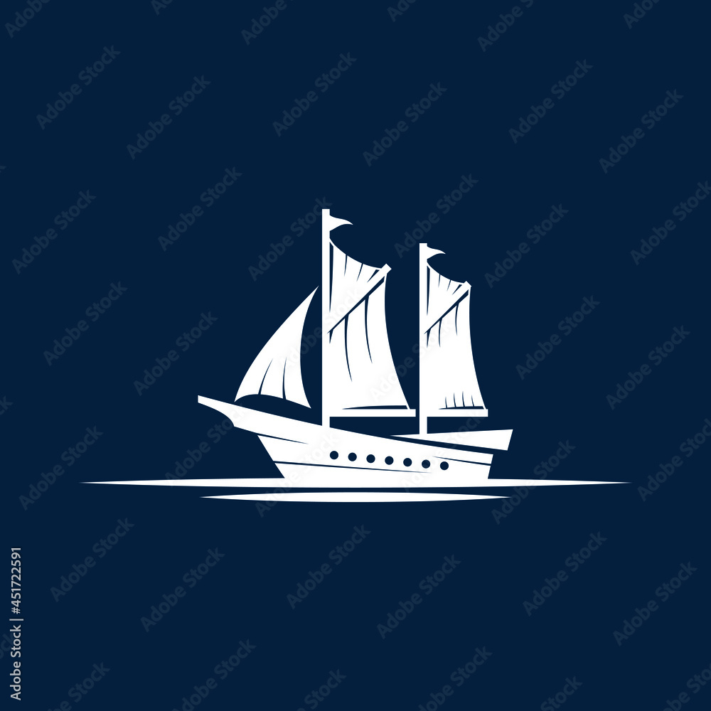 Traditional ship logo design vector graphic