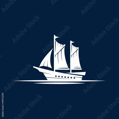 Traditional ship logo design vector graphic
