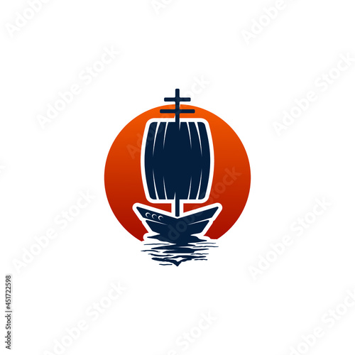 Sailboat logo design vector graphic