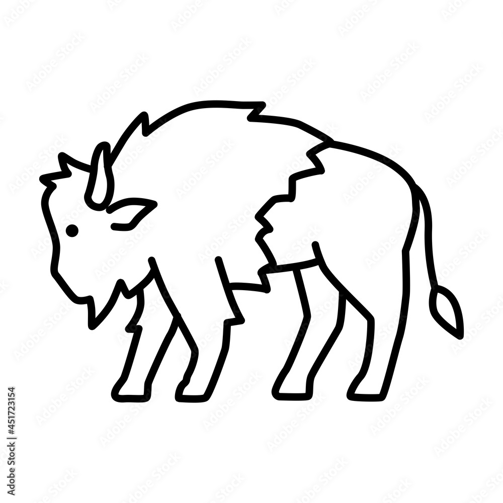 Outline figures of African animal. Vector icon bison Outline figures of African animal. Vector icon bison