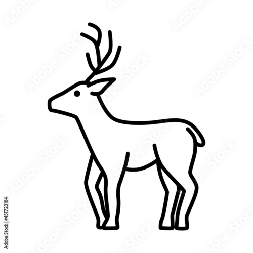 Outline figures of animal. Vector icon deer