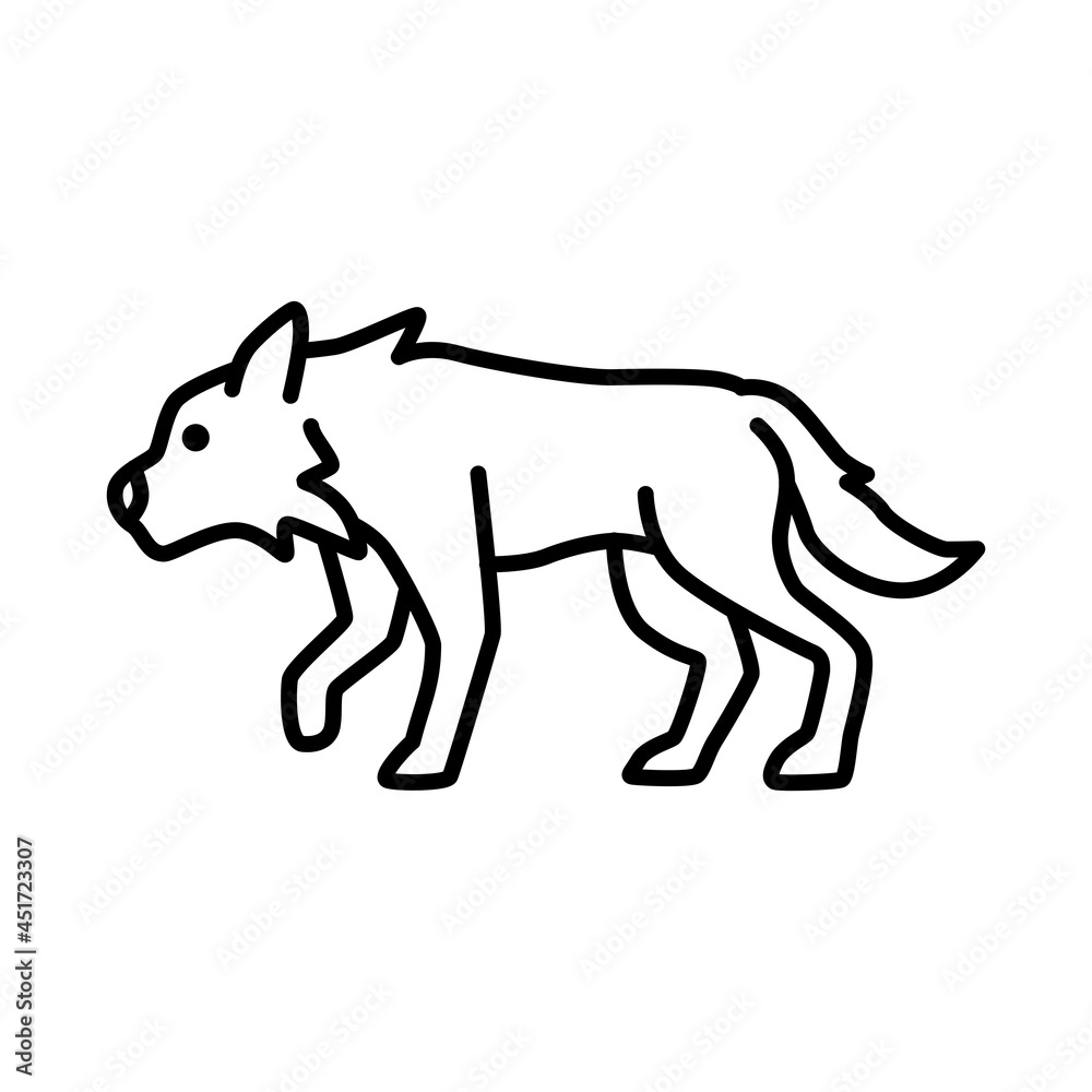 Outline figures of animal. Vector icon wolf