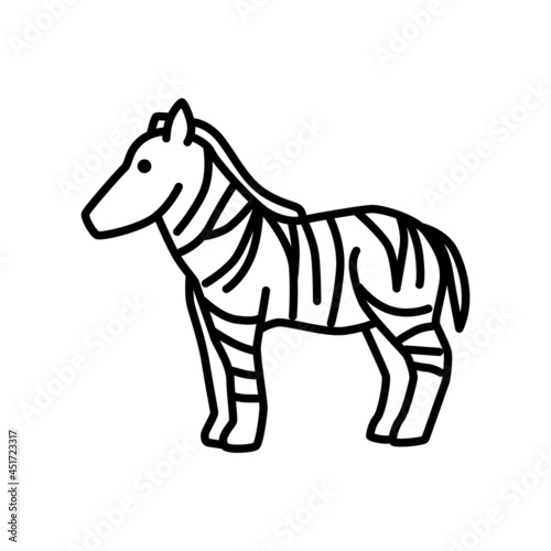 Outline figures of African animal. Vector icon zebra