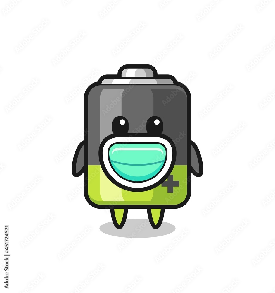 cute battery cartoon wearing a mask cute battery cartoon wearing a mask